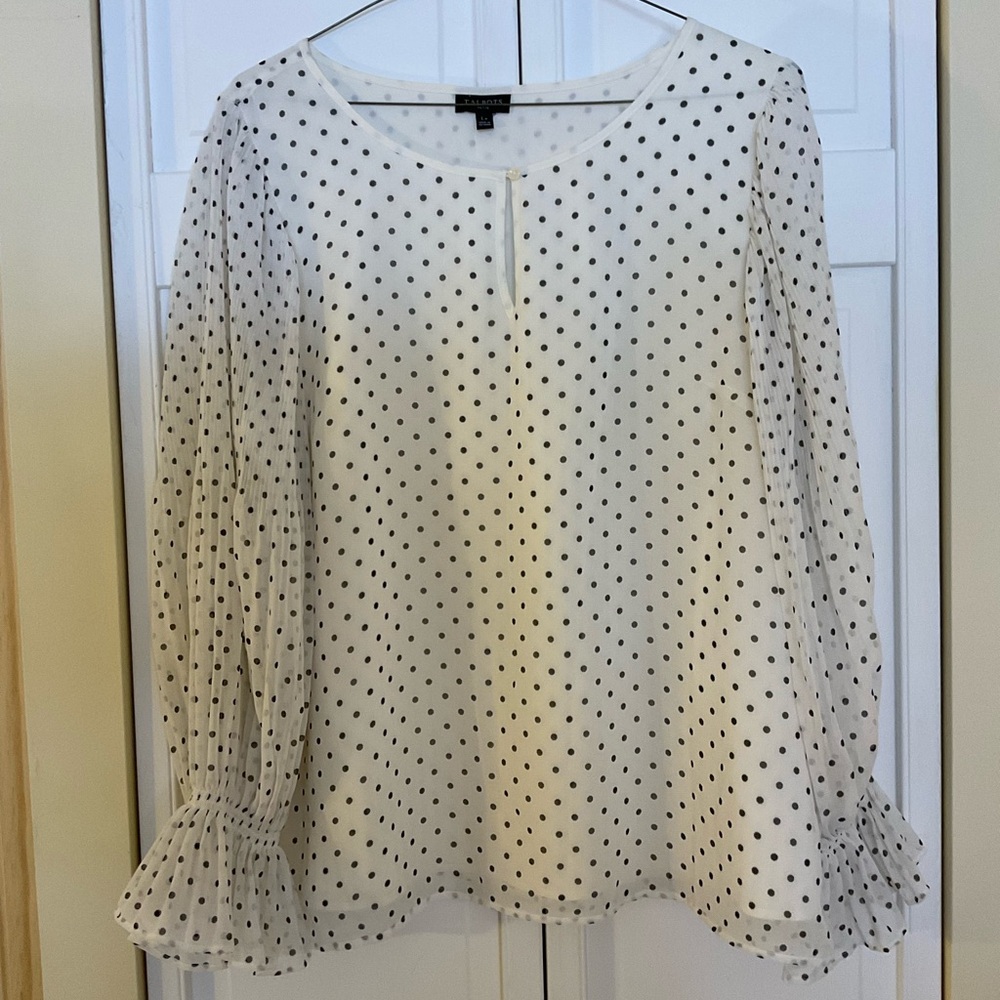 Talbots Polka Dot Sheer Overlay Blouse